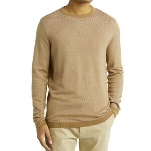 Jack Victor Douglas Jacquard Cotton & Silk Crewneck Sweater Brown 2XL NWT see